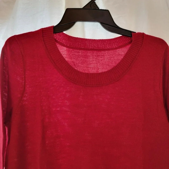 Women's Red Crew Neck Sweater - Picture 3 of 9